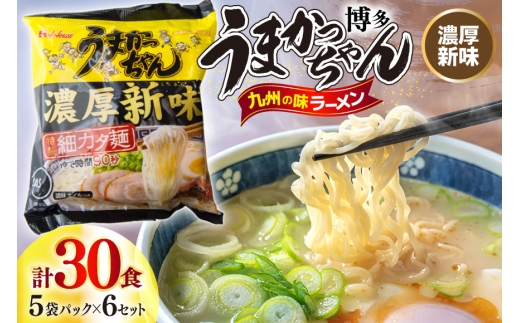 インスタントラーメン うまかっちゃん 濃厚新味 5食パック 6ケース 計 30食 [地域商社ふるさぽ 福岡県 宇美町 um40bfw220002] ラーメン 博多ラーメン  インスタント とんこつ 即席ラーメン 袋麺 まとめ買い ラーメン詰め合わせ