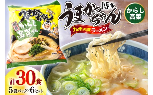 インスタントラーメン うまかっちゃん からし高菜風味 5食パック 6ケース 計 30食 [地域商社ふるさぽ 福岡県 宇美町 um40bfw220001] からし 高菜 ラーメン 博多ラーメン  インスタント とんこつ 即席ラーメン 袋麺 まとめ買い ラーメン詰め合わせ