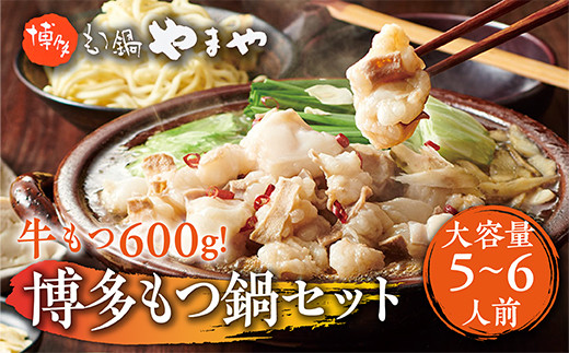 もつ鍋セット 牛もつたっぷり600g！大容量5-6人前 博多もつ鍋やまや AZ039
