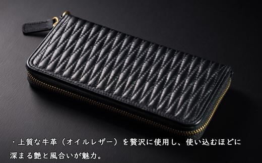 ダイヤステッチ ラウンドジップ ロングウォレット 本革長財布 WZ015