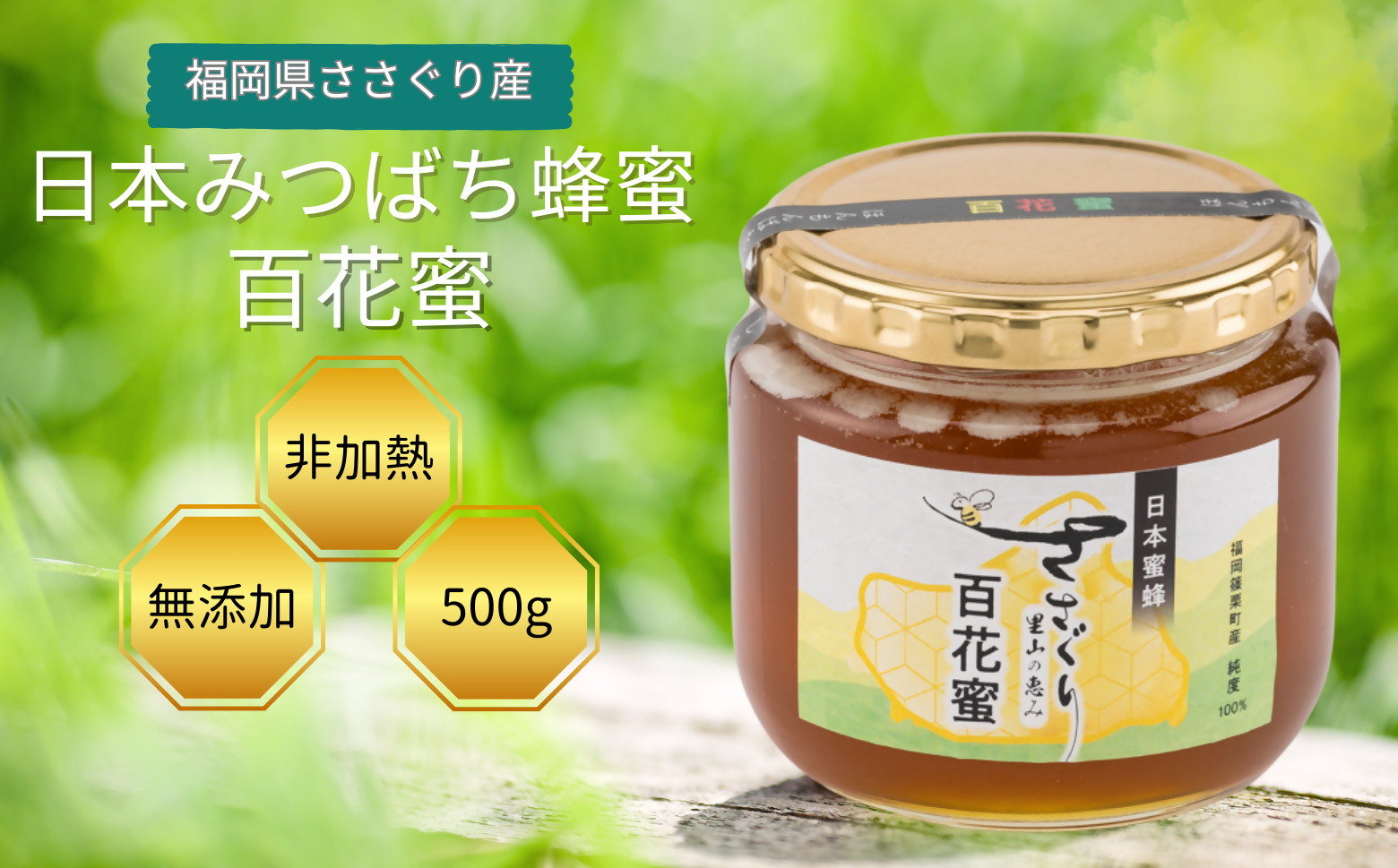 日本蜜蜂「ささぐり里山のはちみつ」（百花蜜）500ｇ　AA001 