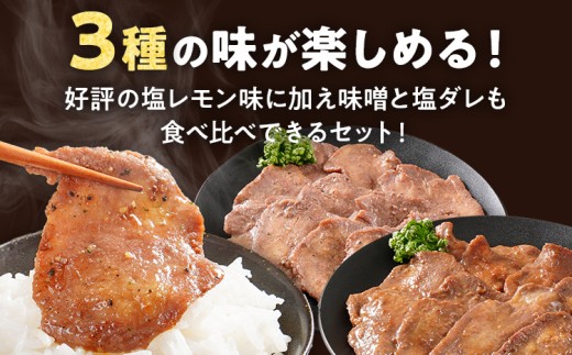 牛タン 3種食べ比べセット 塩ダレ 味噌 塩レモン 肉 牛肉 牛たん タン 900g 300g×3パック バーベキュー BBQ 焼肉 お家焼肉 おつまみ スライス アウトドア ばり旨 ペッパー ネギ みそ 味付き肉 冷凍 キャンプ