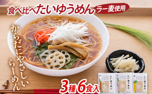 食べ比べ たいゆうめん 3種 6食入（ラー麦使用） 博多 ラー麦 味噌 ごま 醤油 生姜 塩 ゆず 植物性 福岡県 福岡 九州 グルメ お取り寄せ