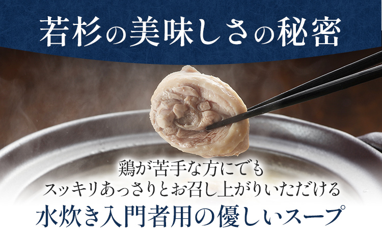 博多若杉 博多水炊き 4〜5人前 セット コラーゲン スープ 老舗 高級 国産 鳥もも肉 つくね スープ ポン酢 柚子胡椒 食品 食べ物 グルメ 博多 九州 送料無料