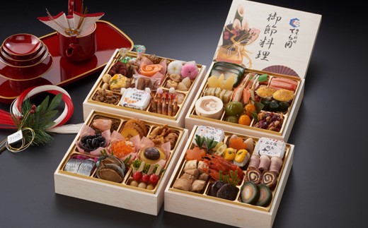 J084.日本料理てら岡・おせち／博多『鶴』与段重（4～5人前）