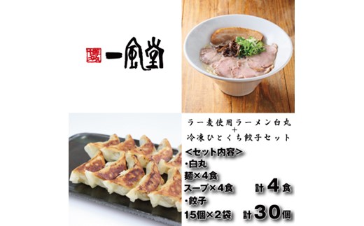 ZH263.【一風堂】白丸ラー麦麺4食とひとくち餃子2袋セット【豚骨ラーメン】