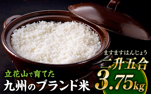 AB470.立花山で育てた九州のブランド米・3.75キロ【二升五合（ますますはんじょう）】