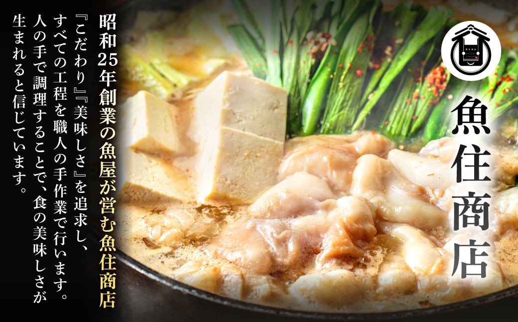 AE295.魚住商店【国産牛もつ使用】特製塩もつ鍋セット4～6人前・〆のチャンポン麺付き