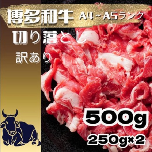 A1687.訳あり！博多和牛A4～A5ランク切り落とし500g（250g×2）【博多和牛】