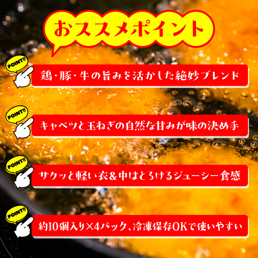 お肉屋さんが作った特製ジューシーメンチカツ　約40個入り（480ｇ（約10個入り）×4ｐ）　AO136