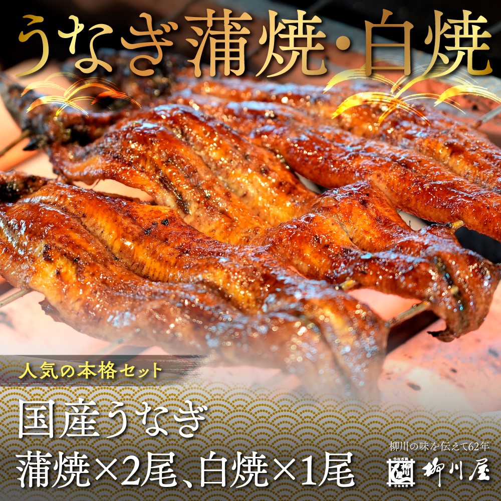 国産うなぎ蒲焼×2尾、白焼×1尾　AF004