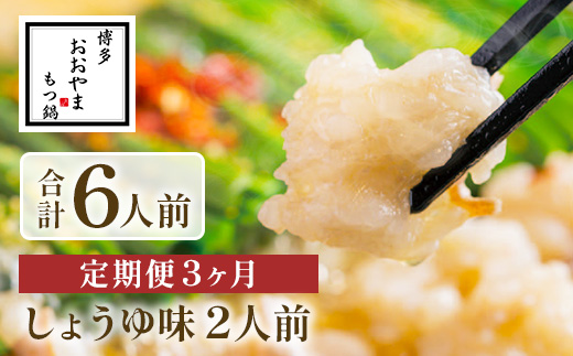 【定期便3ヶ月】博多もつ鍋おおやま　しょうゆ味　2人前　AH018