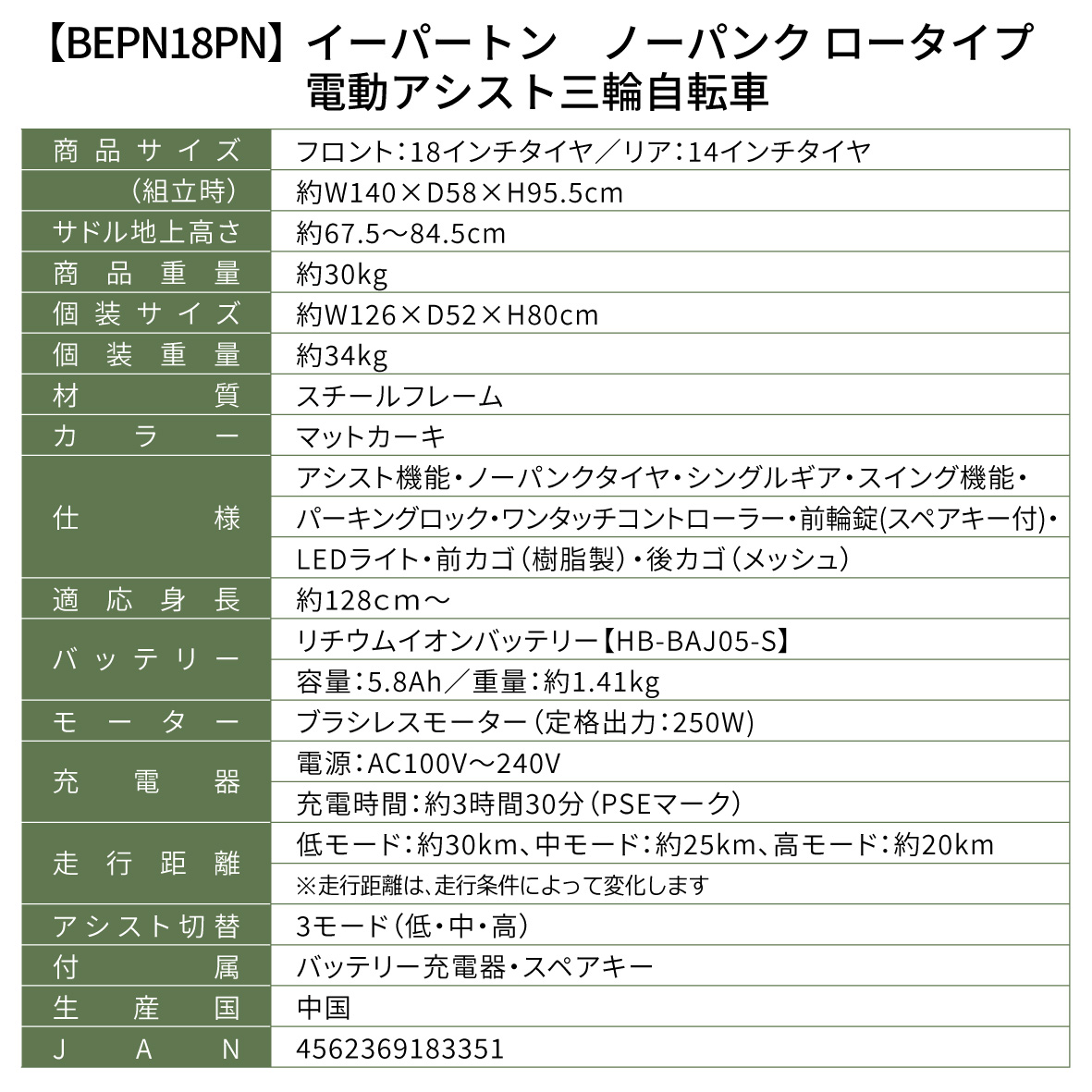 電動アシスト 三輪自転車 三輪車 大人用 18インチ 組立配送 ノーパンク パンクレス パンクしない シニア 高齢者 カゴ付き 3輪  ロータイプ 低床サドル 安定 通院 買い物 ギフト プレゼント 人気 安心 安全 ミムゴ イーパートンプラス  BEPN18PN 福岡県 粕屋町 CC008 