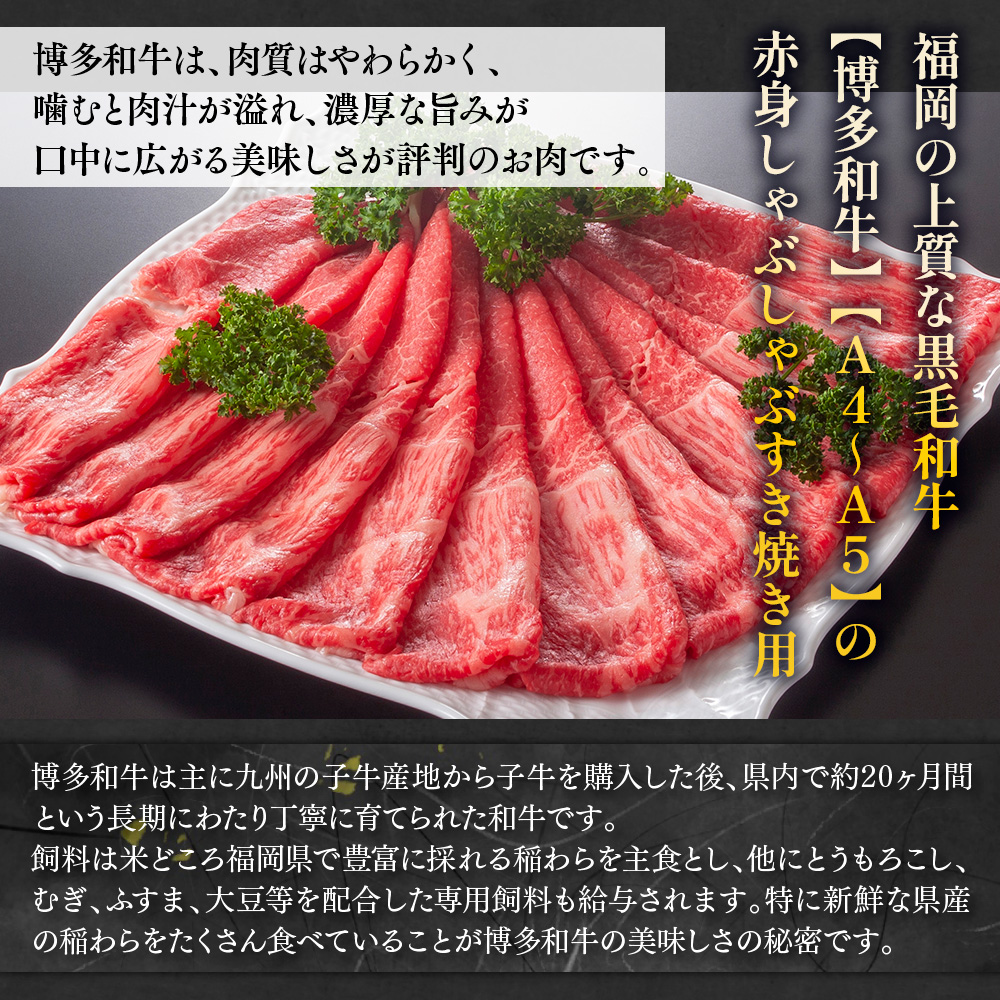 訳あり！【A4〜A5】博多和牛赤身霜降りしゃぶしゃぶすき焼き用（肩・モモ）600g　AO121