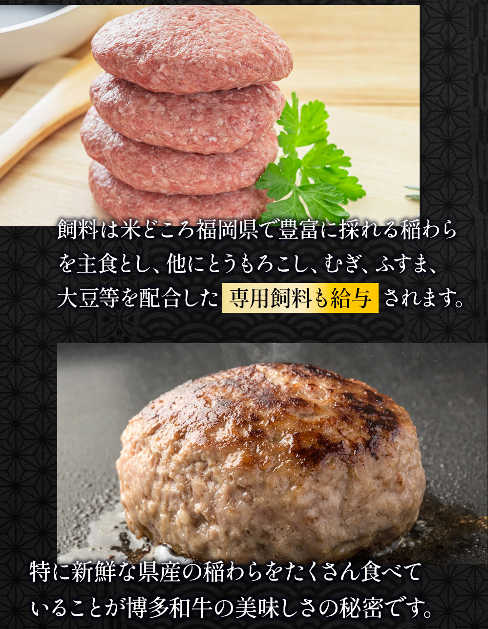 お肉屋さんの手ごね特上ハンバーグ【博多和牛入り】　AO021