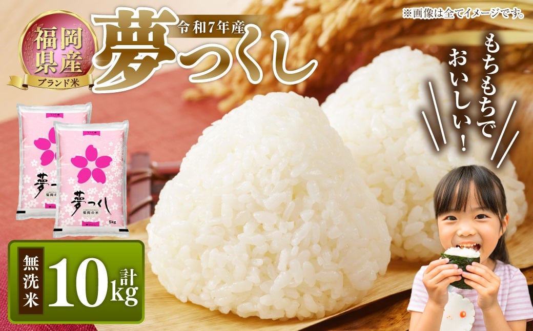 【令和7年産】 福岡県産 夢つくし 無洗米 10kg（5kg×2） ／ ゆめつくし お米 米 ご飯 ブランド米 九州 福岡県 岡垣町