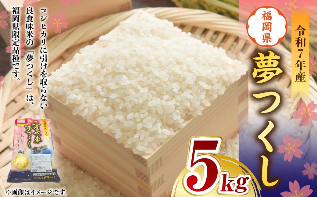 【令和7年産】 福岡県産 夢つくし 5kg 【2026年1月下旬～4月下旬発送予定】 5キロ お米 米 ご飯 飯 ブランド米 国産 九州 福岡県 岡垣町