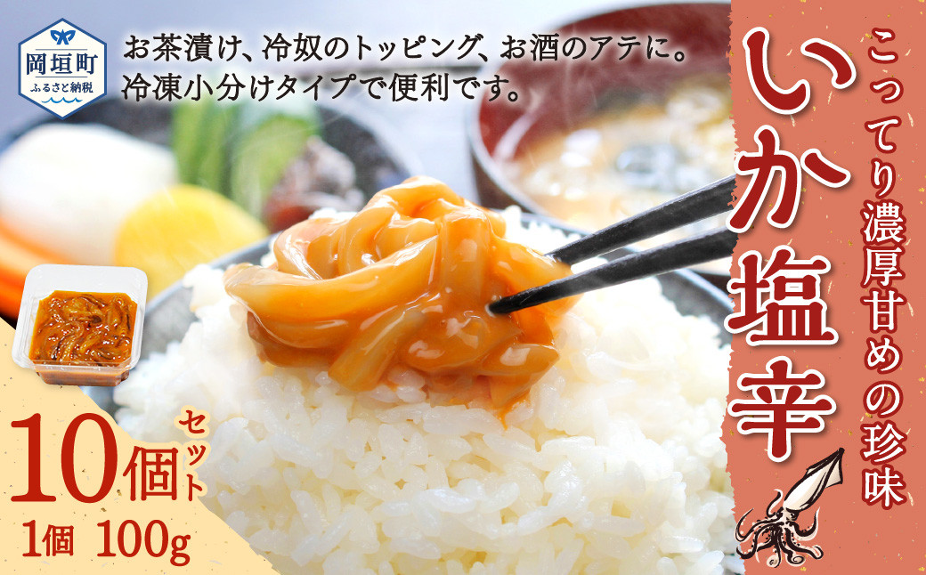 いか塩辛10食セット 岡垣町 いか 塩辛 珍味 いかわた 魚介 魚介類 冷凍 小分け おつまみ