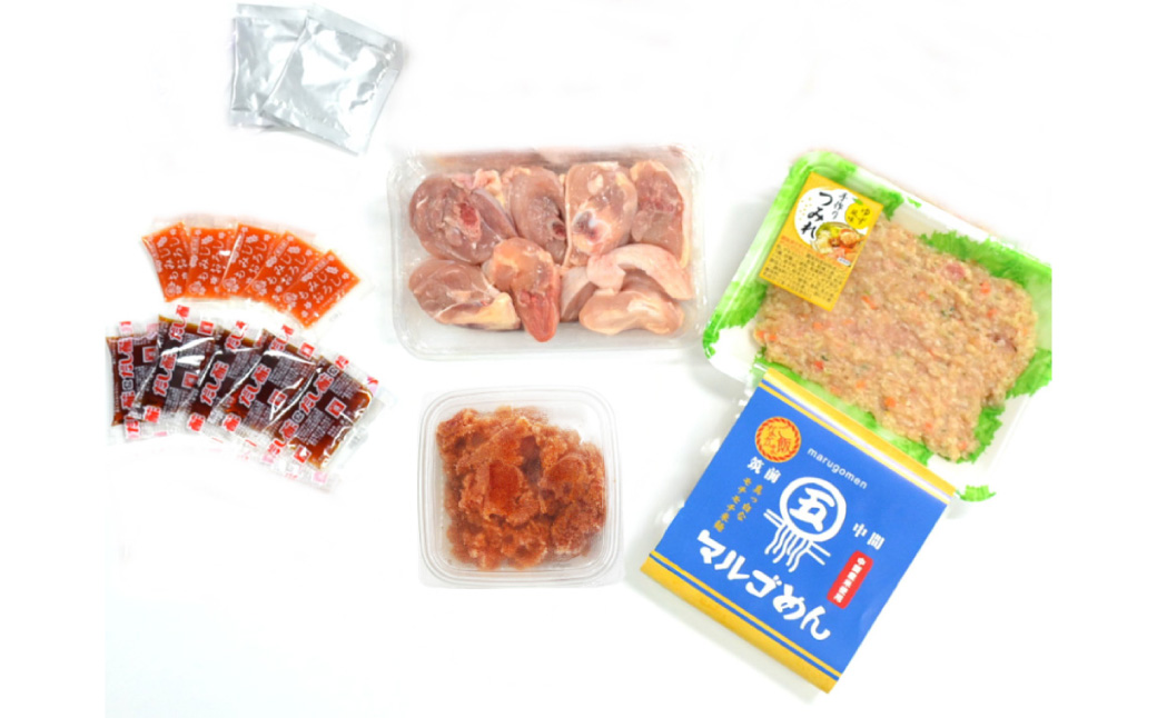 【博多の名物セット】九州産ハーブ鶏水炊き2人前＆辛子明太子切子450g 岡垣町