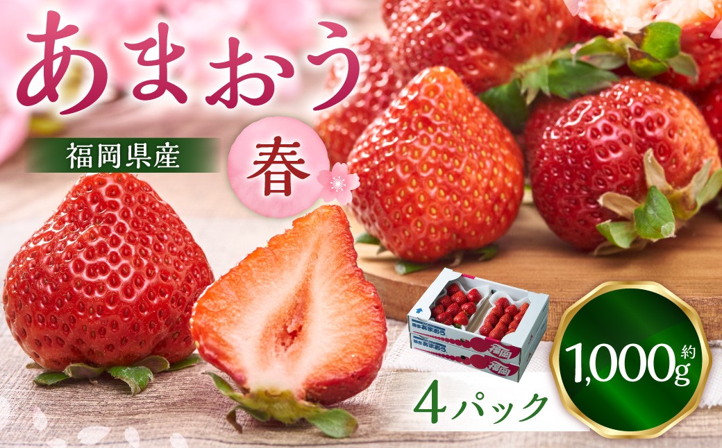 福岡産【春】あまおう4パック いちご 苺 イチゴ 果物 くだもの フルーツ 冷蔵 【2027年2月上旬～3月下旬発送予定】