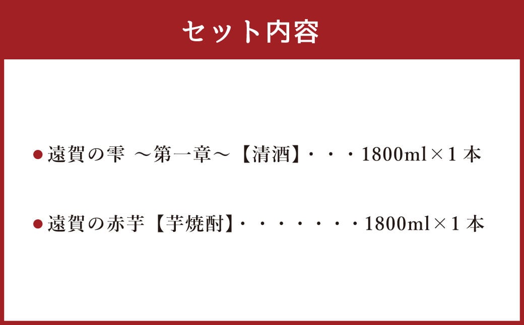 遠賀の雫 〜第一章〜・遠賀の赤芋セット 1.8L×2本 清酒 芋焼酎 お酒