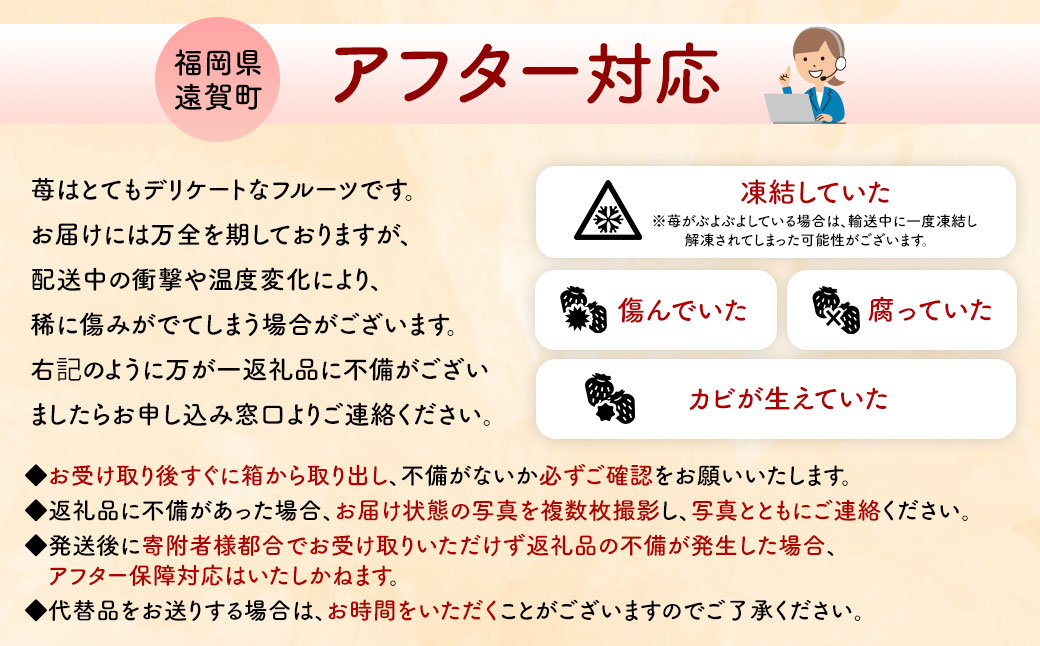 【アフター保障対応】数量限定 福岡県産 あまおう 270g×4パック