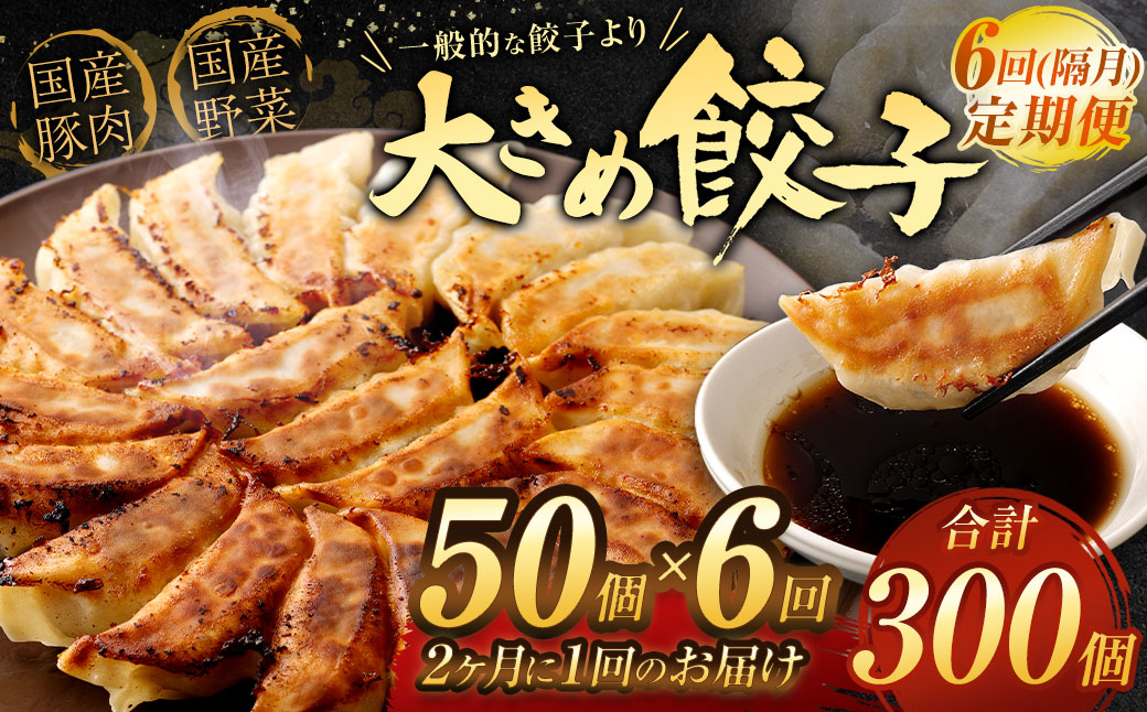 【6回(隔月)定期便】【国産冷凍生餃子】ラー麦を使用した大きめ餃子50個 計1kg×6回 合計6kg