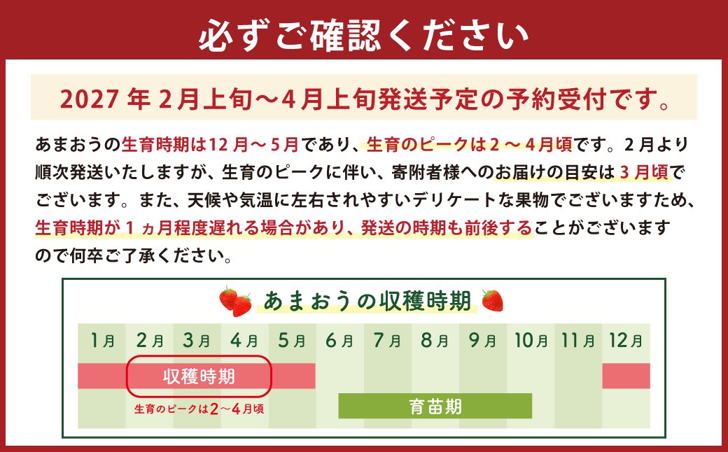 【数量限定】 福岡県産 あまおう 計540g 270g × 2パック 【2027年2月上旬～4月上旬発送予定】 苺 イチゴ いちご 果物 フルーツ 果実 国産 アフター保証 アフター対応 福岡県 遠賀町 冷蔵