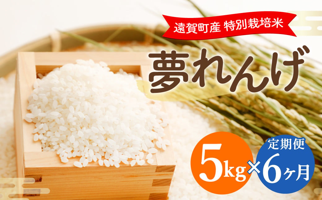 【6ヶ月定期便】 特別栽培米 夢れんげ 5kg×1袋 合計30kg 精米