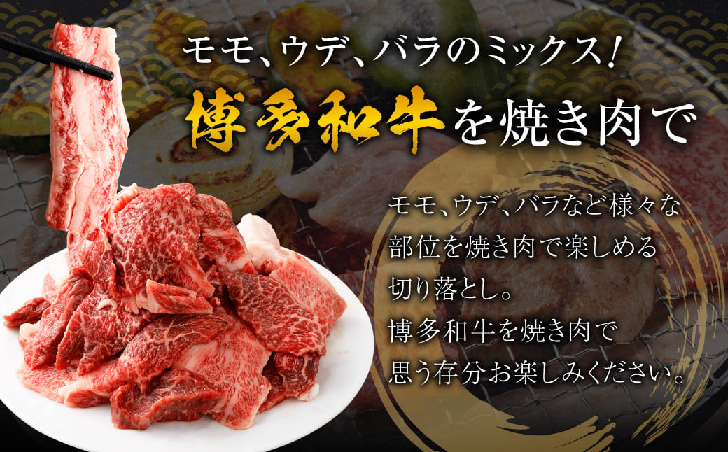 博多和牛 焼肉 切落し ミックス 500g×2パック 計約1kg 肉 牛肉 お肉 モモ ウデ バラ 切り落とし