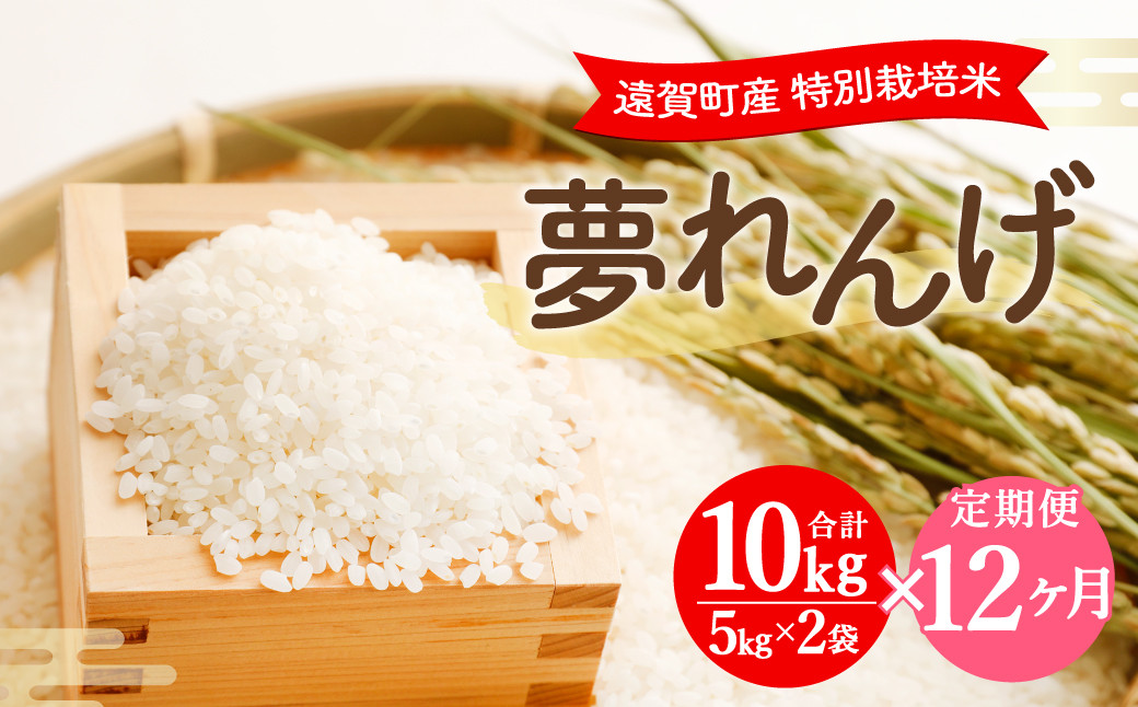 【12ヶ月定期便】 特別栽培米 夢れんげ 10kg×1袋 合計120g 精米