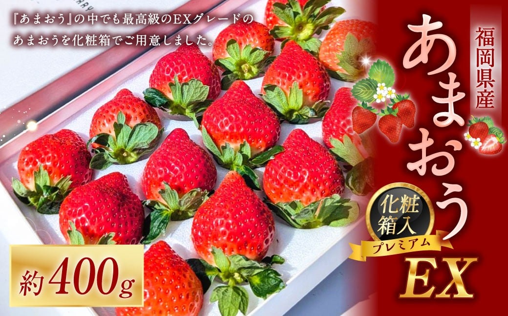 化粧箱入りプレミアムあまおう 約400g × 1パック 【ギフト・お祝い・贈答用】 【2026年2月上旬～4月上旬発送予定】 あまおう いちご イチゴ 苺 果物 くだもの フルーツ 福岡県産 国産 福岡県 遠賀町 冷蔵