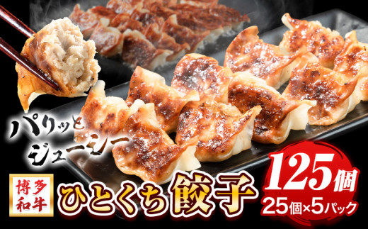 餃子 一口餃子 ひとくち 博多和牛 冷凍 25個 × 5パック 125個 清柳食産《30日以内に出荷予定(土日祝除く)》九州産 牛 肉 送料無料 冷凍 鞍手郡 鞍手町 牛肉 肉料理 和牛 博多和牛 揚げ餃子 水餃子