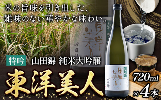 日本酒  東洋美人 特吟 山田錦 純米大吟醸 4本 計2880ml 1本あたり 720ml 福岡吟醸倶楽部株式会社《30日以内に出荷予定(土日祝除く)》福岡県 鞍手郡 鞍手町 酒 冷酒 送料無料