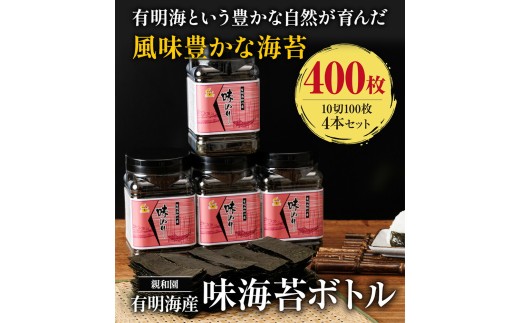有明海産 味海苔 10切100枚 4本セット 合計400枚 【福岡有明のり】 送料無料 《30日以内に出荷予定(土日祝除く)》福岡県 鞍手郡 鞍手町 たっぷり 親和園
