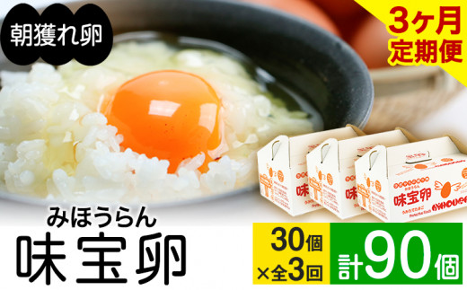 [定期便]計3回お届け 朝獲れ卵 味宝卵 (計90個) 30個×3回お届け 卵 Lサイズ 鶏卵 [お申込み翌月から出荷]福岡 卵 Lサイズ 鶏卵