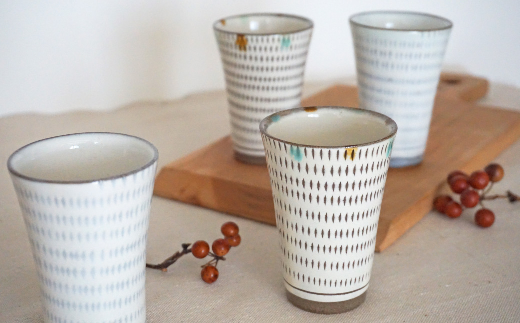 C26 【小石原焼 まるた窯】三彩 ショートカップ 2個セット