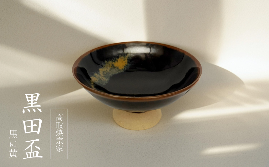 FG2 【高取焼宗家】黒田盃　黒に黄
