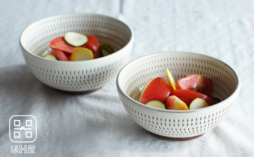 AA87 小石原焼 カネハ窯 飛び鉋中鉢セット(両面)