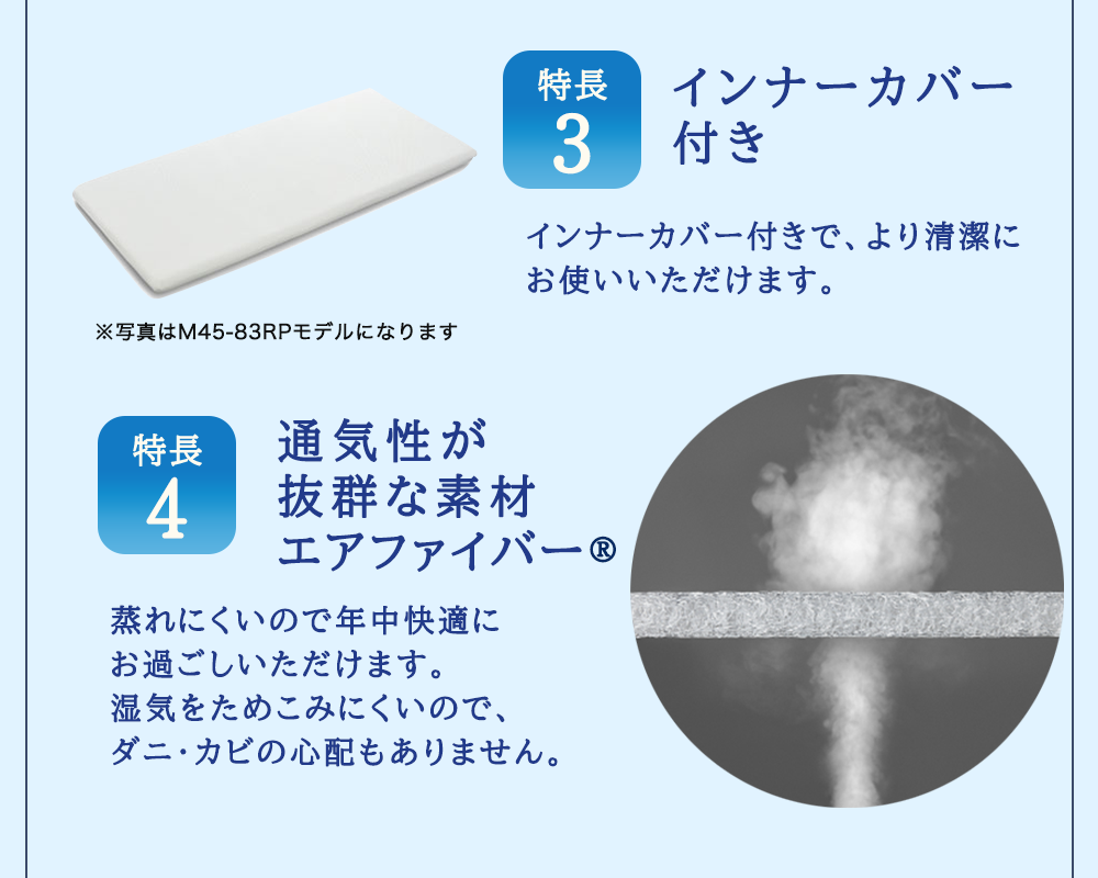 エアウィーヴ ウェルネスモデル マットレス M45-91RP  ベッドマットレス ベッド  マットレス セミダブル ダブル クイーン オールシーズン対応 ぐっすり ホテル 安眠 快眠 健康 高反発 腰 肩 熟睡 寝具 寝心地 新生活 洗える 洗濯可 送料無料 体圧分散