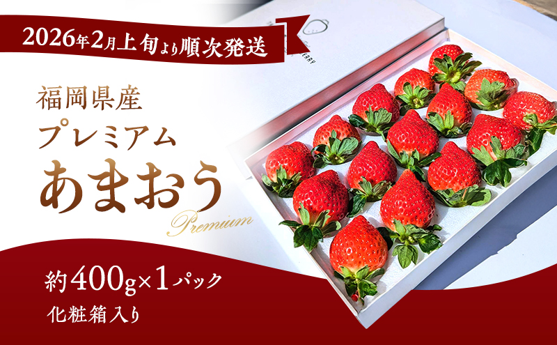 あまおう 【2026年2月上旬より順次発送】化粧箱入り プレミアムあまおう 約400g×1パック 【ギフト・お祝い・贈答用】 イチゴ 苺 いちご 果物 福岡県産 ※配送不可:離島