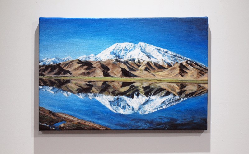 油絵で高級感のある風景画を描きます（41×32cm）