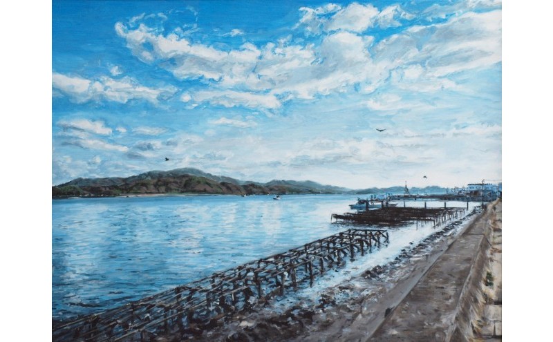 油絵で高級感のある風景画を細密に描きます（41×32cm）