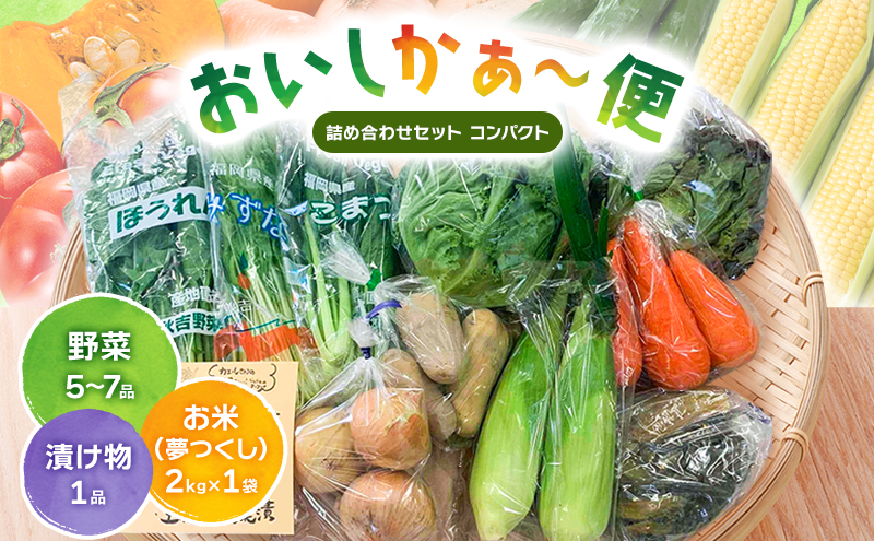 おいしかぁ～便 詰め合わせセット（1～2人暮らし向け）コンパクト  野菜 やさい 米 新鮮 新鮮野菜 家庭用 新鮮 福岡県 大刀洗町