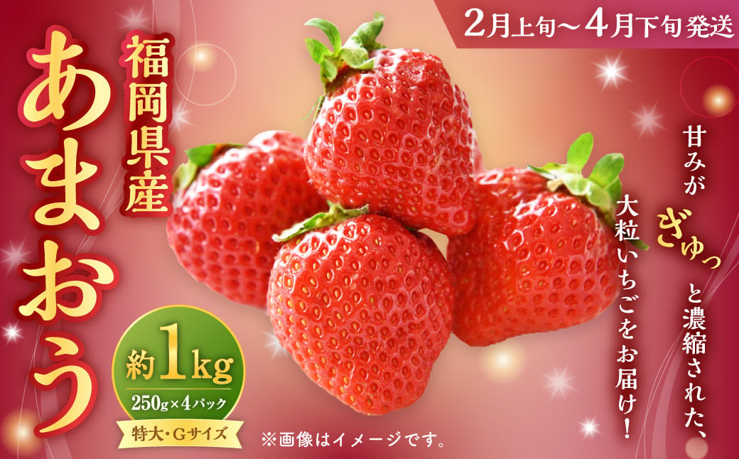 福岡県産 あまおう 1000g（250g×4パック）1kg 特大 Gサイズ 大粒 いちご 苺 あまおう 果物 くだもの フルーツ 九州産 福岡県 大刀洗町 【2025年2月上旬～4月下旬発送予定】