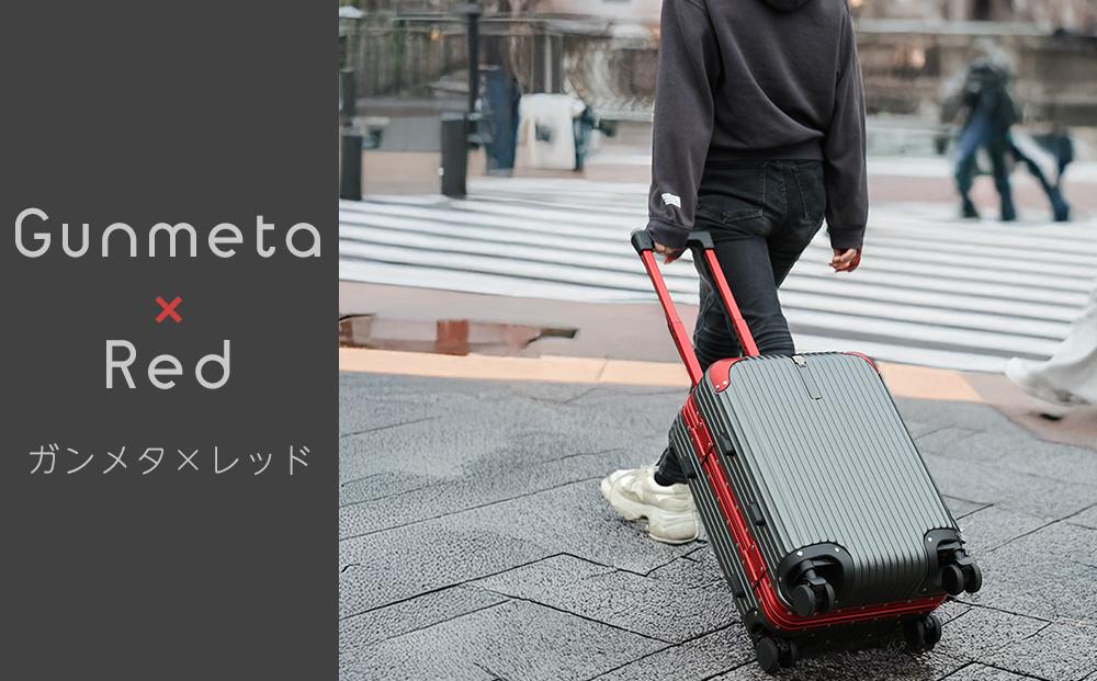 [PROEVO]アルミフレーム スーツケース ストッパー付き 受託手荷物対応 L (エンボス/ガンメタリック×レッド) [12004S] 福岡県 大木町 株式会社 レクサス AY369 キャリーケース