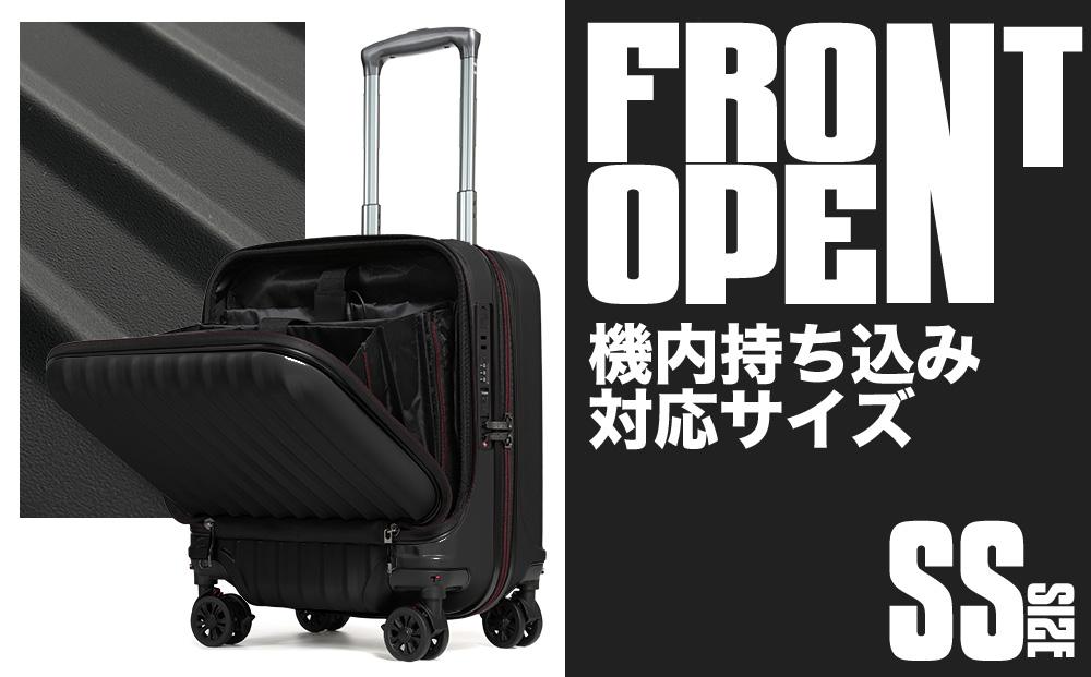 [PROEVO-AVANT]フロントオープン スーツケース 機内持ち込み対応 ストッパー付き SS（エンボス/ブラック） [10005S] AY188-bk キャリーケース