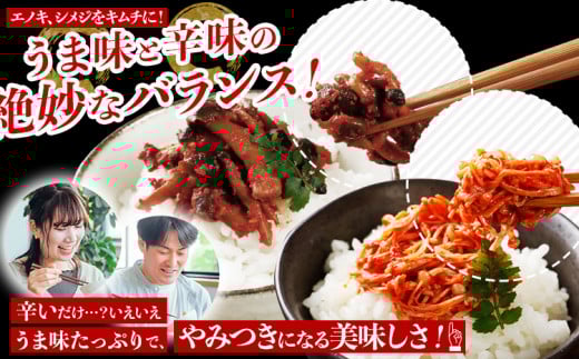 きのこのキムチ2種セット（エノキムチ　180g×3パック、シメチャンジャ　180g×2パック）　AT03