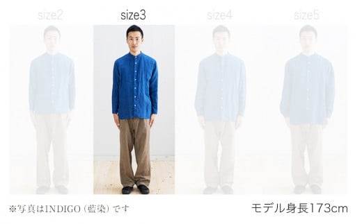 手染めリネン切替シャツ サイズ 3 LIGHT GRAY（薄墨染）　AO026