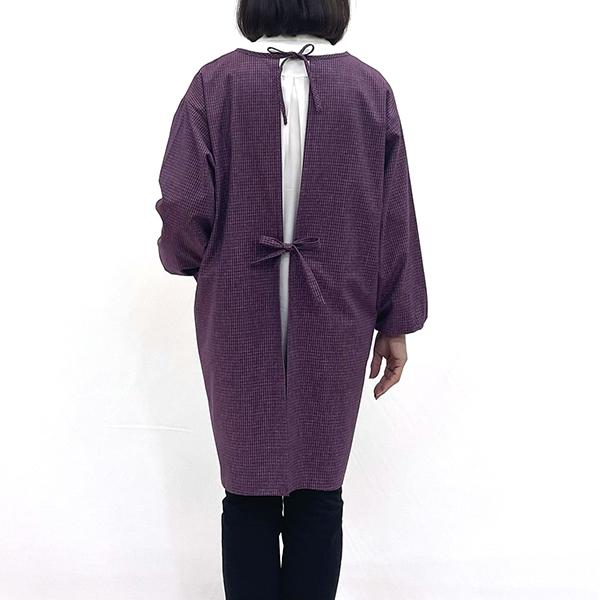 久留米織 文人調割烹着 文人赤【BA060-RE】